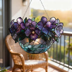 🌺Hanging Purple Flower Basket Suncatcher🏆