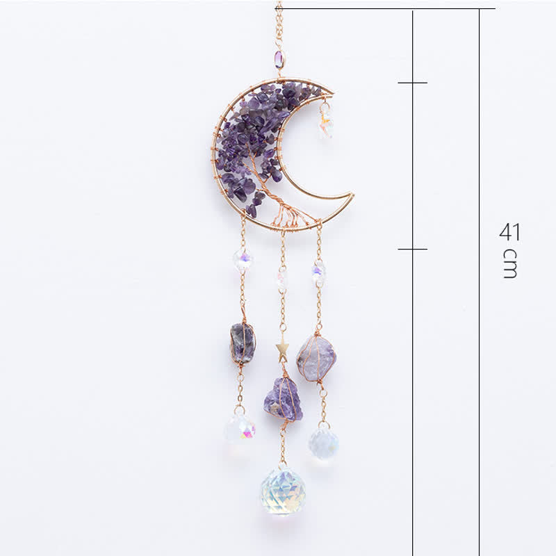 🌙🌸Olivenorma Natural Gemstone Moon Pendant For Meditation Spiritual Growth And Emotional Balance Crystal Wind Chime