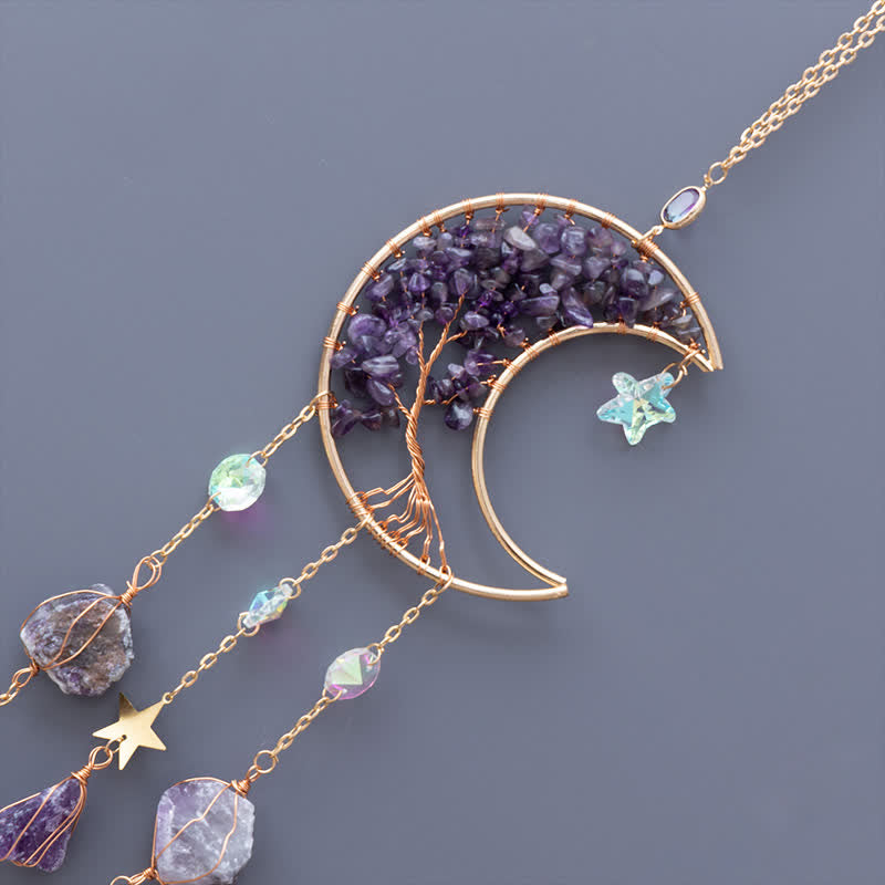 🌙🌸Olivenorma Natural Gemstone Moon Pendant For Meditation Spiritual Growth And Emotional Balance Crystal Wind Chime