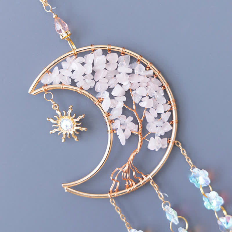 🌙🌸Olivenorma Natural Gemstone Moon Pendant For Meditation Spiritual Growth And Emotional Balance Crystal Wind Chime
