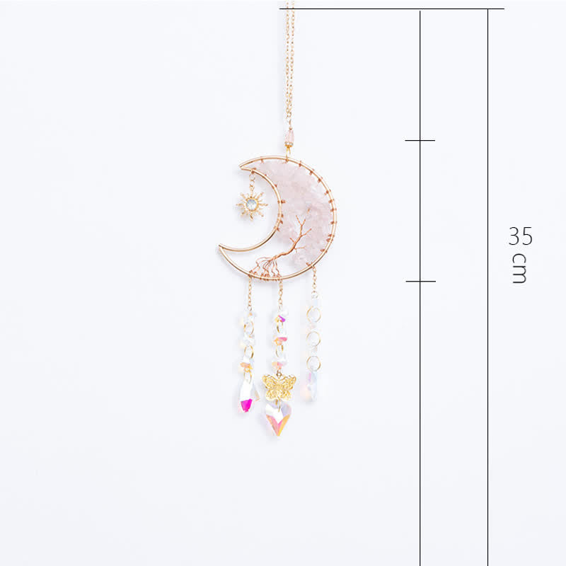 🌙🌸Olivenorma Natural Gemstone Moon Pendant For Meditation Spiritual Growth And Emotional Balance Crystal Wind Chime