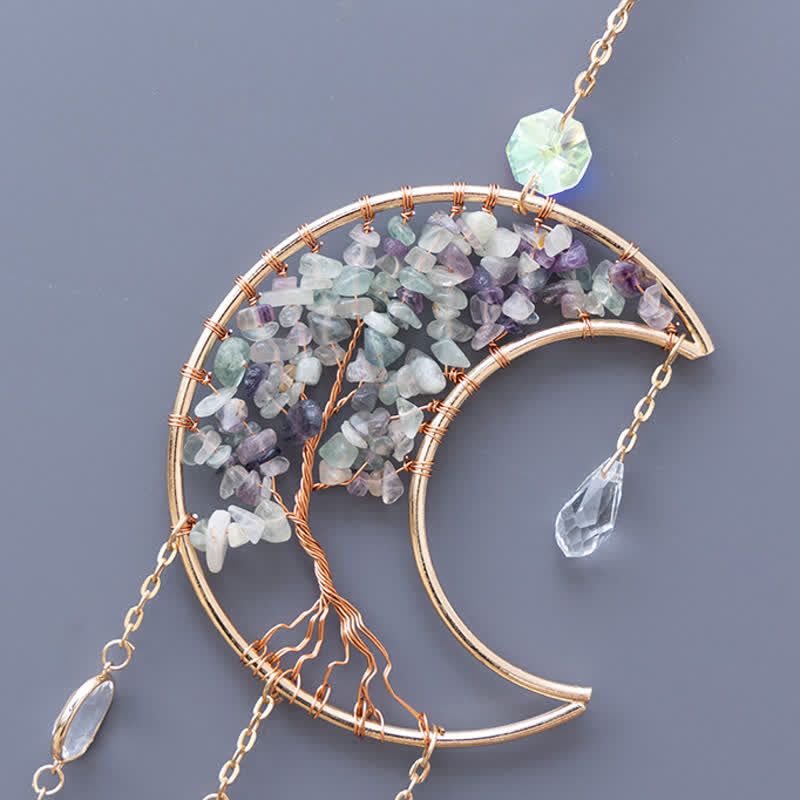 🌙🌸Olivenorma Natural Gemstone Moon Pendant For Meditation Spiritual Growth And Emotional Balance Crystal Wind Chime