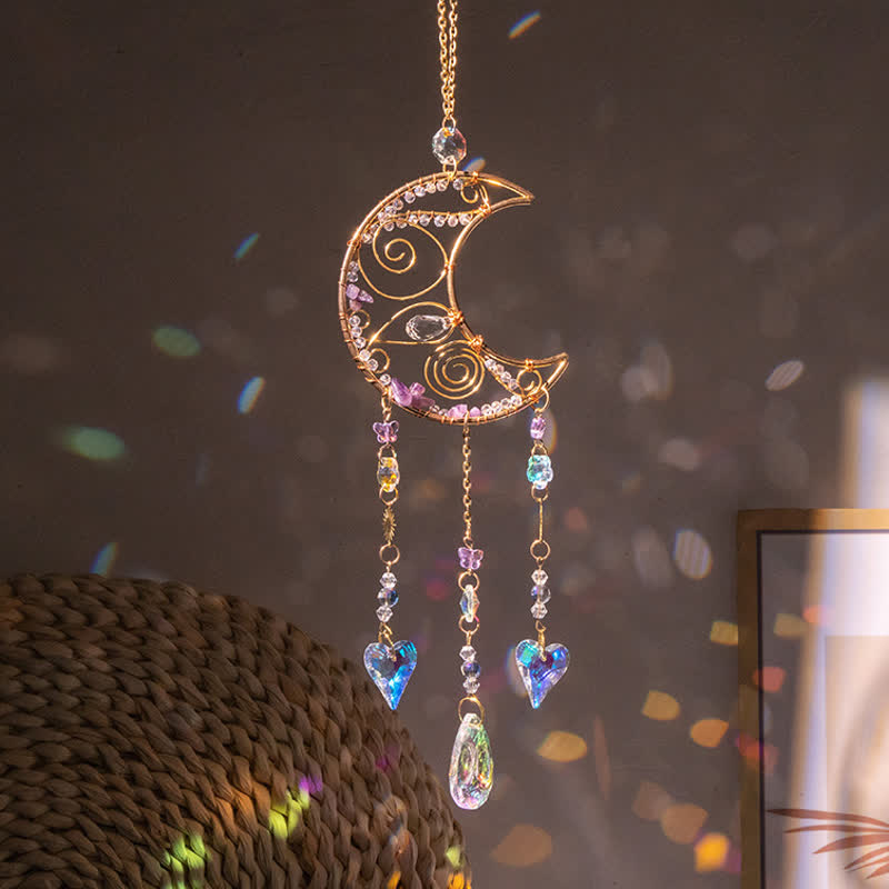 🌙🌸Olivenorma Natural Gemstone Moon Pendant For Meditation Spiritual Growth And Emotional Balance Crystal Wind Chime