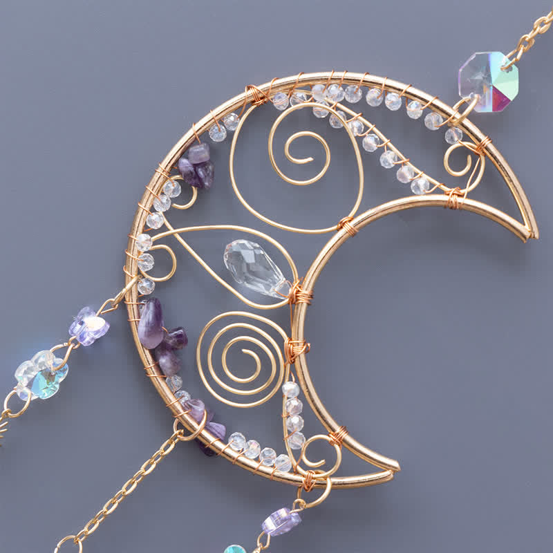 🌙🌸Olivenorma Natural Gemstone Moon Pendant For Meditation Spiritual Growth And Emotional Balance Crystal Wind Chime