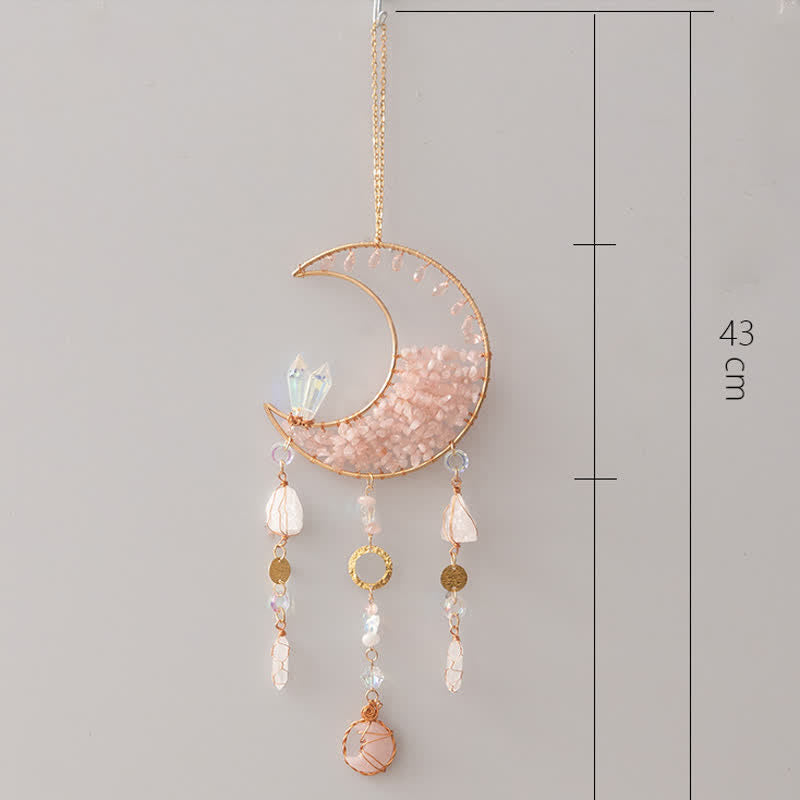 🌙🌸Olivenorma Natural Gemstone Moon Pendant For Meditation Spiritual Growth And Emotional Balance Crystal Wind Chime