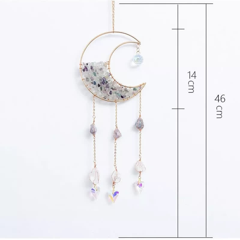 🌙🌸Olivenorma Natural Gemstone Moon Pendant For Meditation Spiritual Growth And Emotional Balance Crystal Wind Chime