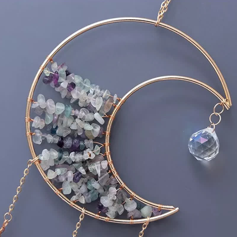 🌙🌸Olivenorma Natural Gemstone Moon Pendant For Meditation Spiritual Growth And Emotional Balance Crystal Wind Chime