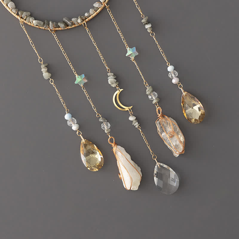 🌙🌸Olivenorma Natural Gemstone Moon Pendant For Meditation Spiritual Growth And Emotional Balance Crystal Wind Chime
