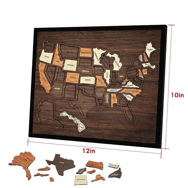🇺🇸 Wooden USA Travel Map Puzzle🧩A Stylish Way to Track Your Journey & Memories🏆