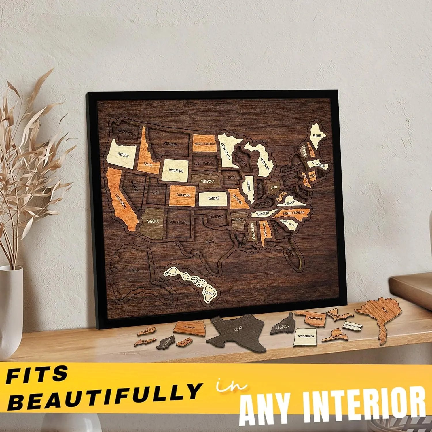 🇺🇸 Wooden USA Travel Map Puzzle🧩A Stylish Way to Track Your Journey & Memories🏆