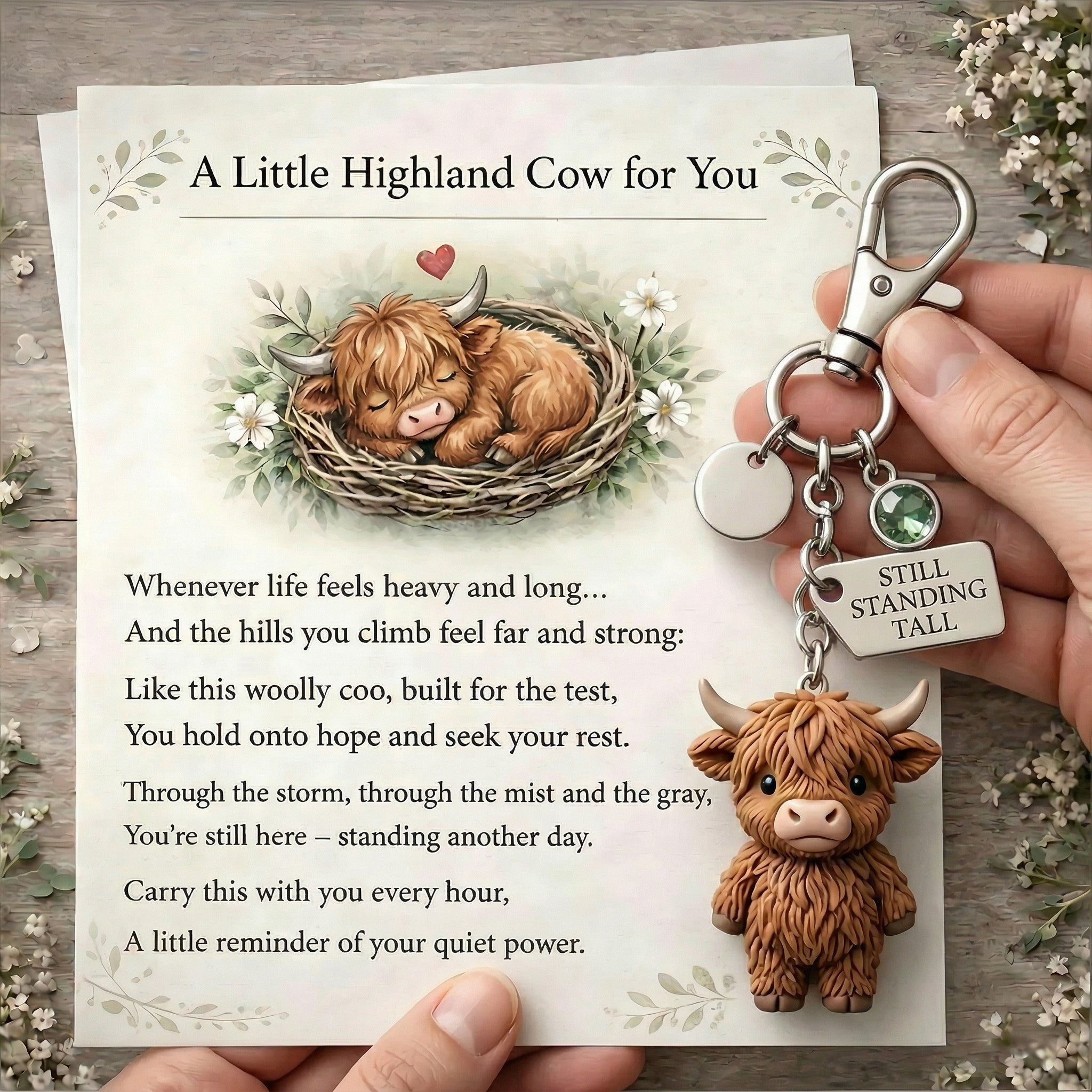 🐮A Little Highland Cow For You Keychain: Your Daily Reminder of Quiet Strength🔥
