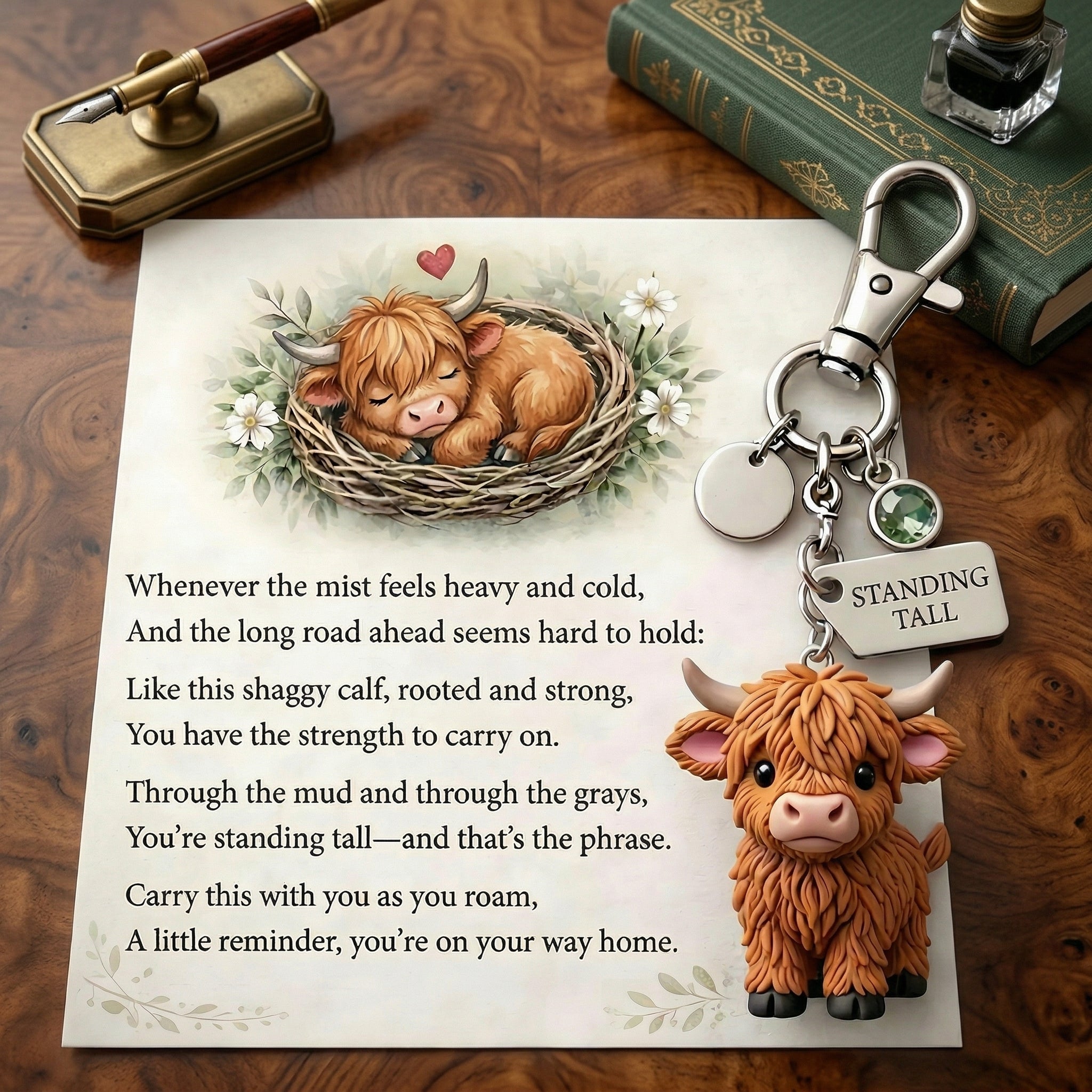 🐮A Little Highland Cow For You Keychain: Your Daily Reminder of Quiet Strength🔥