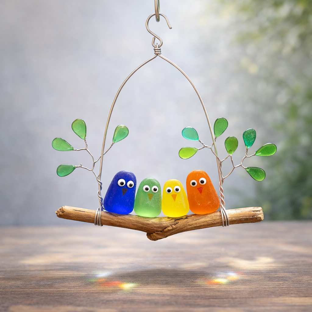 🌈 Sea Glass Birds Hanging Ornament🔥