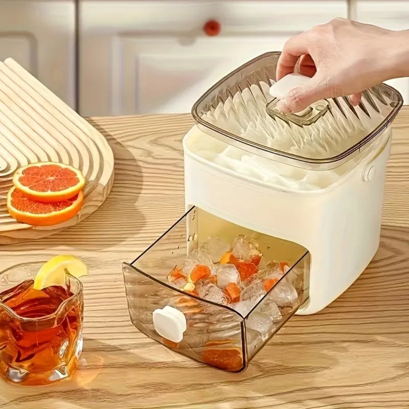 🔥Last Day 49% OFF - 🧊48-Cube Double Layer Ice Maker with Press Lid – Portable Silicone Ice Tray Box🏆