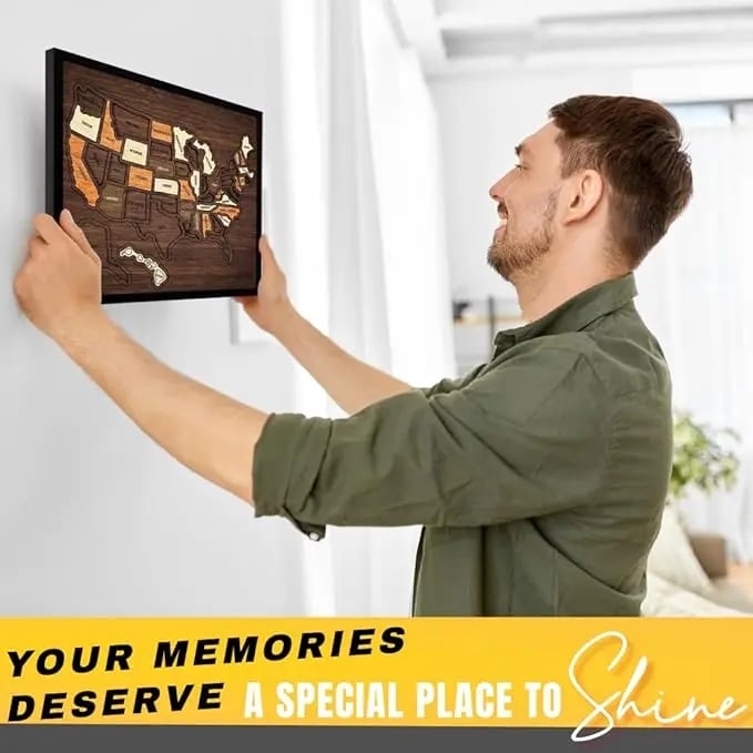 🇺🇸 Wooden USA Travel Map Puzzle🧩A Stylish Way to Track Your Journey & Memories🏆