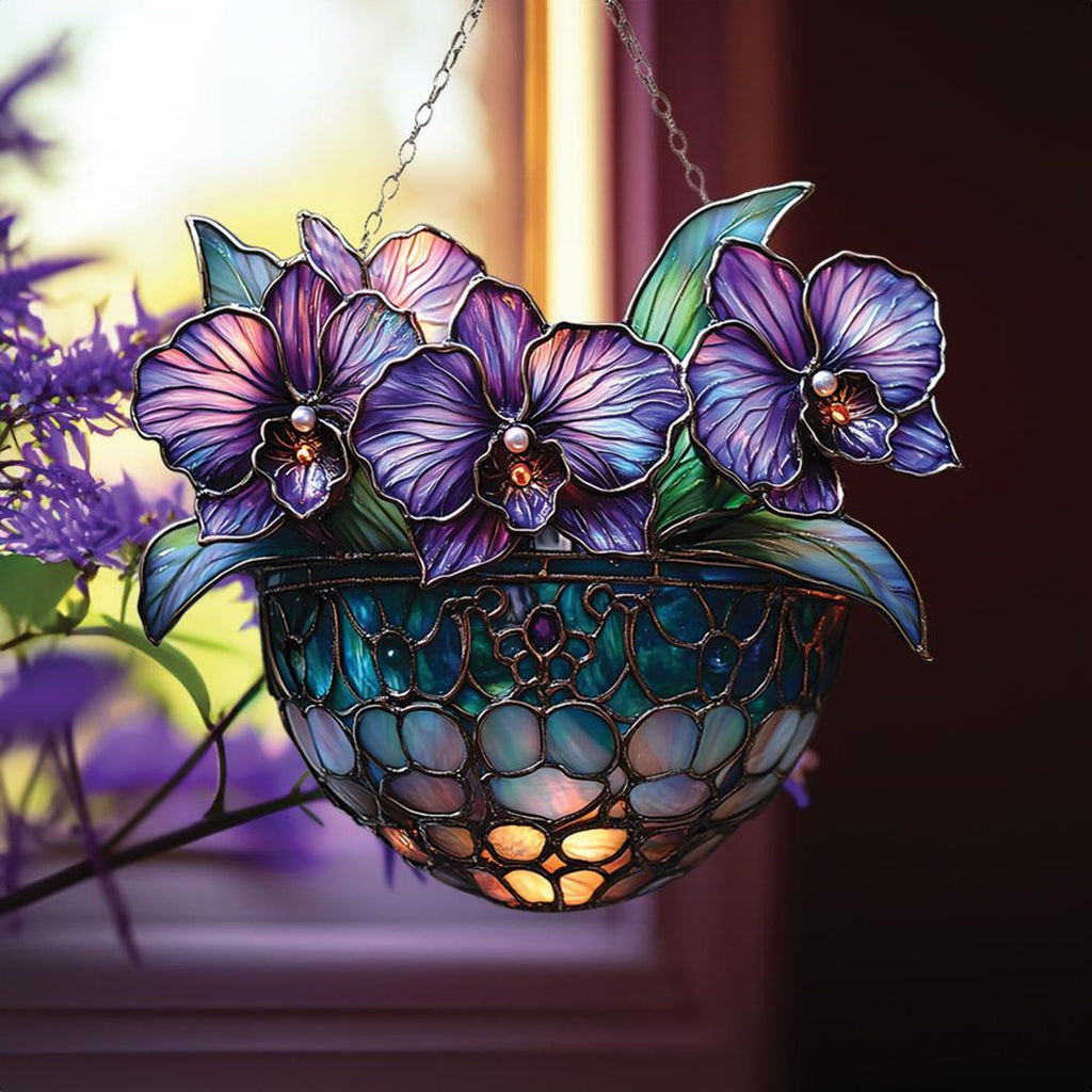 🌺Hanging Purple Flower Basket Suncatcher🏆