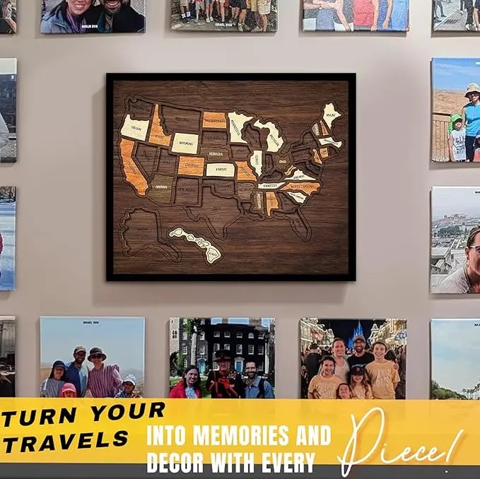 🇺🇸 Wooden USA Travel Map Puzzle🧩A Stylish Way to Track Your Journey & Memories🏆