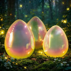 🎁Easter Decor - Glowing Pearlescent Glass Egg Trio with Fairy Lights🏆