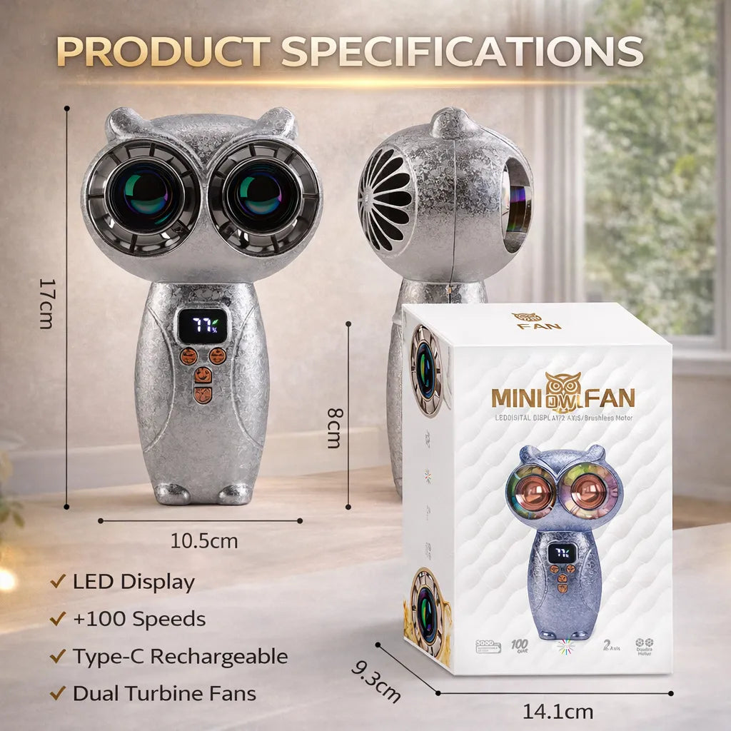 🦉 Mini Owl Handheld Powerful Cooling Fan🏆