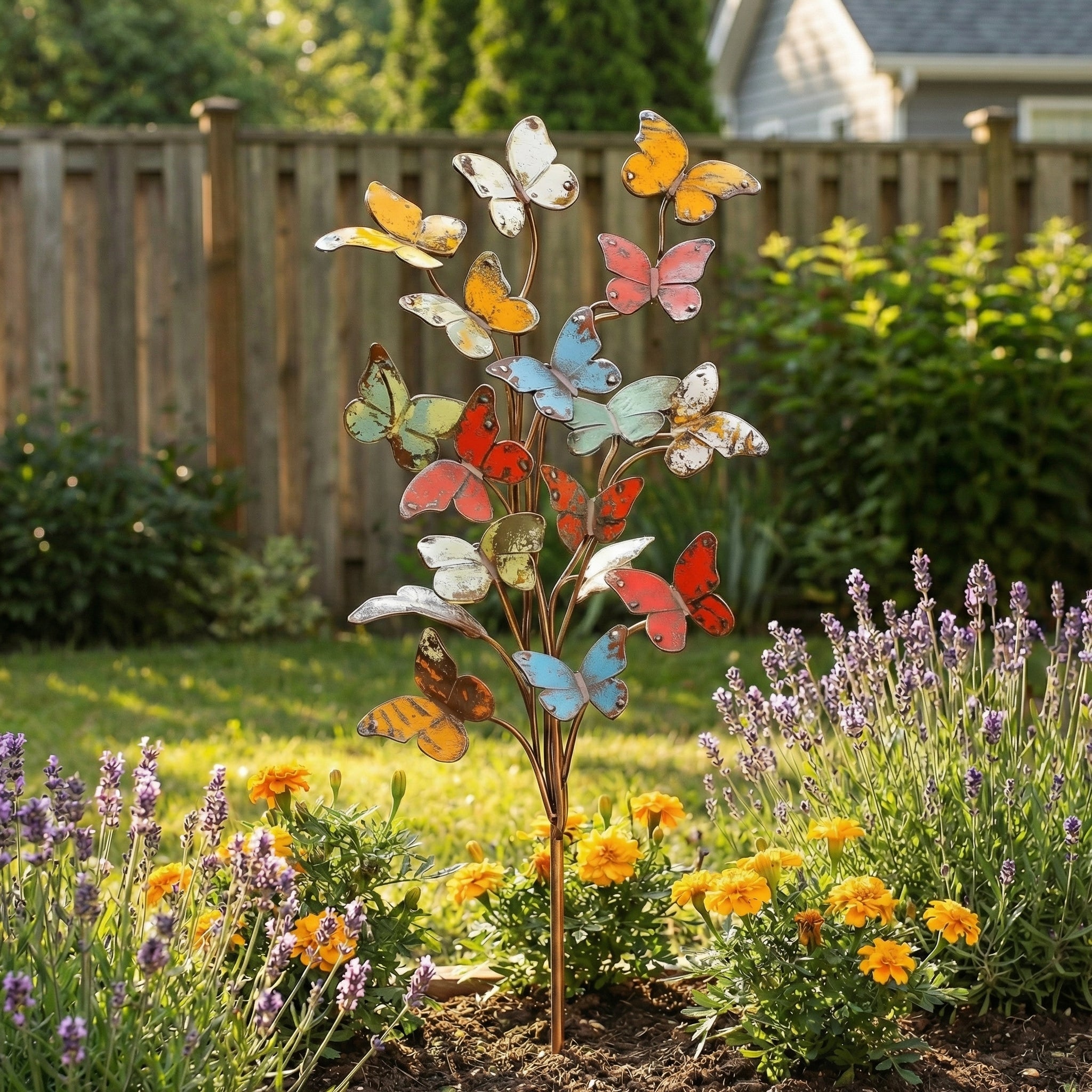 🦋🌸Multicolored Metal Butterfly Garden Stake