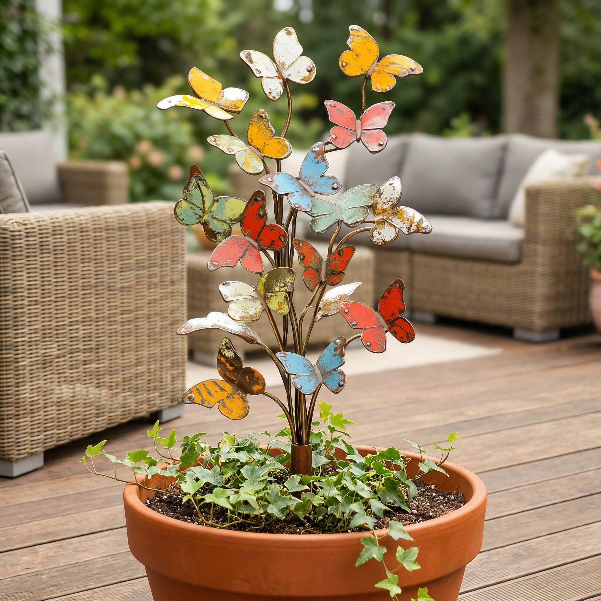 🦋🌸Multicolored Metal Butterfly Garden Stake