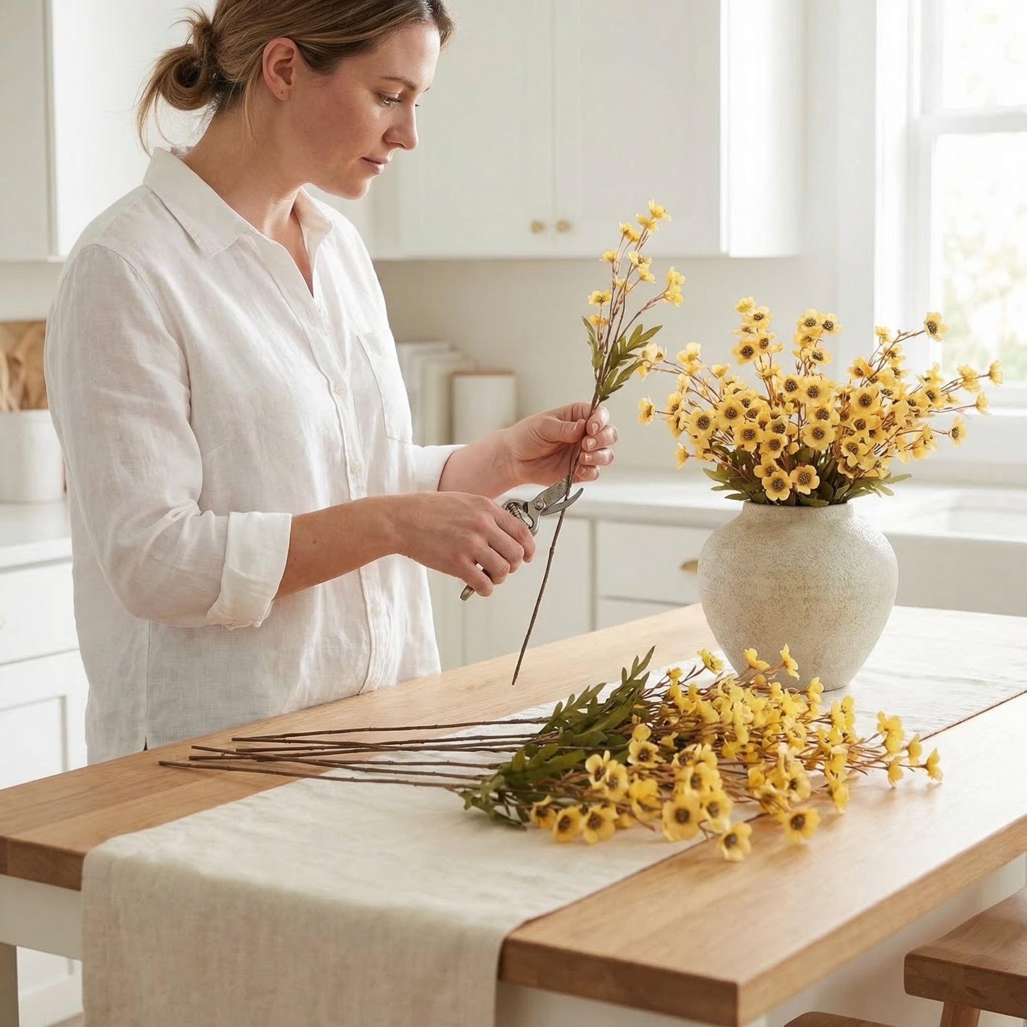 5 Stems Realistic Wildflowers Artificial Long Floral Stems